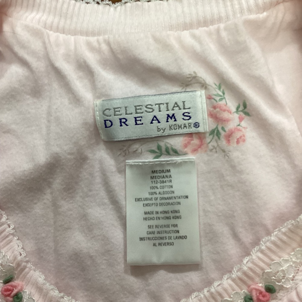 Celestial Dreams Pink Smocked Granny Nightgown Sleeveless Midi Medium Flaw - Picture 5 of 8